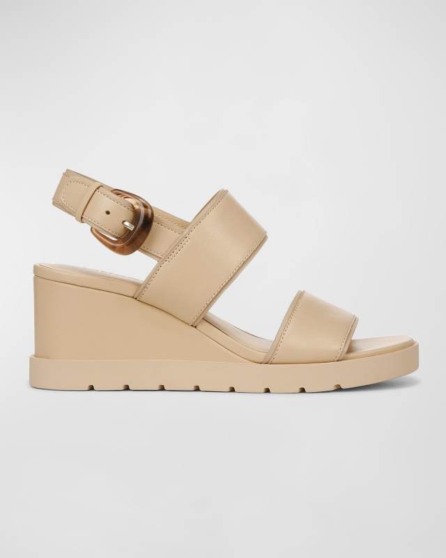 Roma Leather Wedge Slingback Sandals